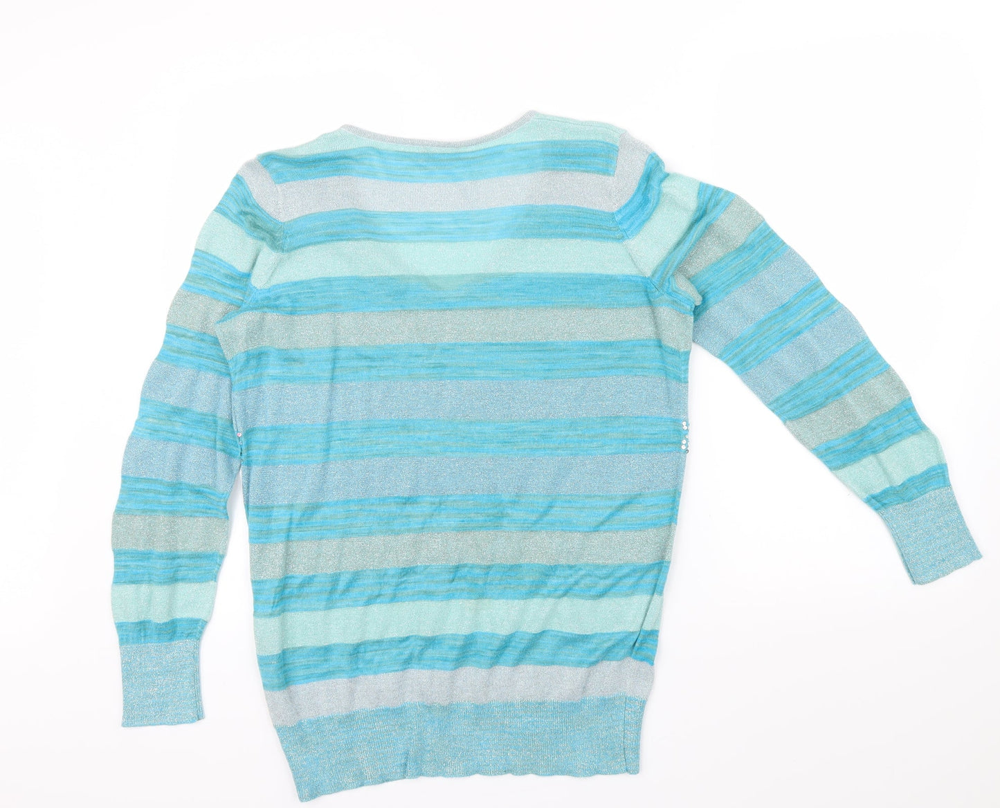 PLANET Womens Blue Striped  Pullover Jumper Size M