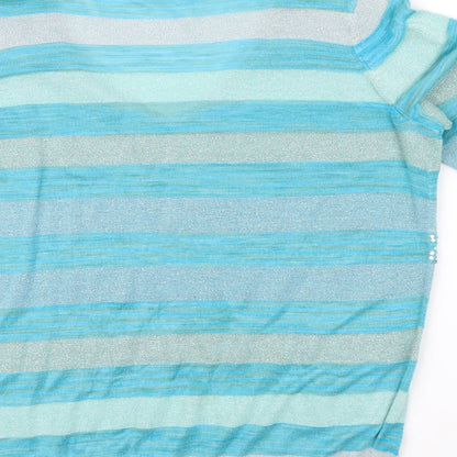 PLANET Womens Blue Striped  Pullover Jumper Size M