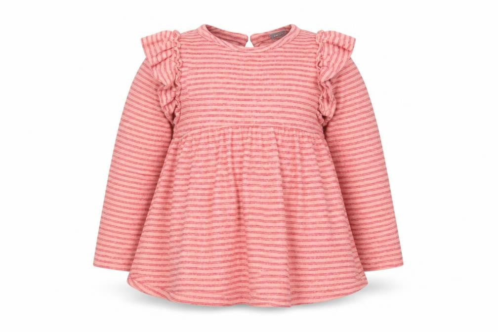 Next Girls Pink Striped  Pullover Jumper Size 5-6 Years  - Ruffle detail
