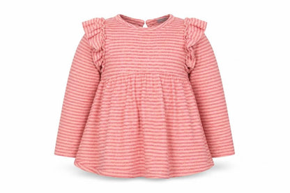 Next Girls Pink Striped  Pullover Jumper Size 5-6 Years  - Ruffle detail