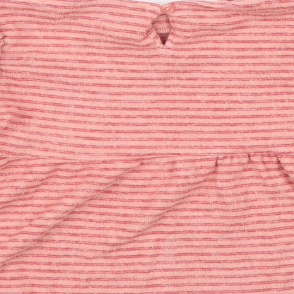 NEXT Girls Pink Striped  Pullover Jumper Size 5-6 Years  - Ruffle detail