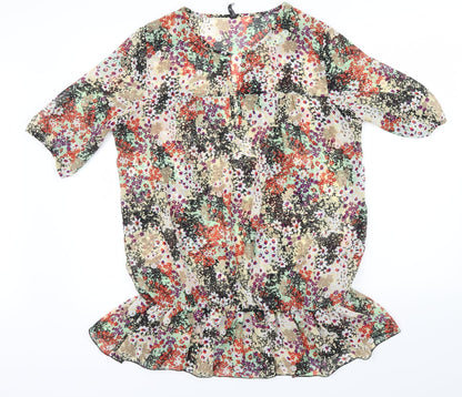 EVIE CASUALS Womens Multicoloured Floral  Basic Blouse Size 16  - Frill detail