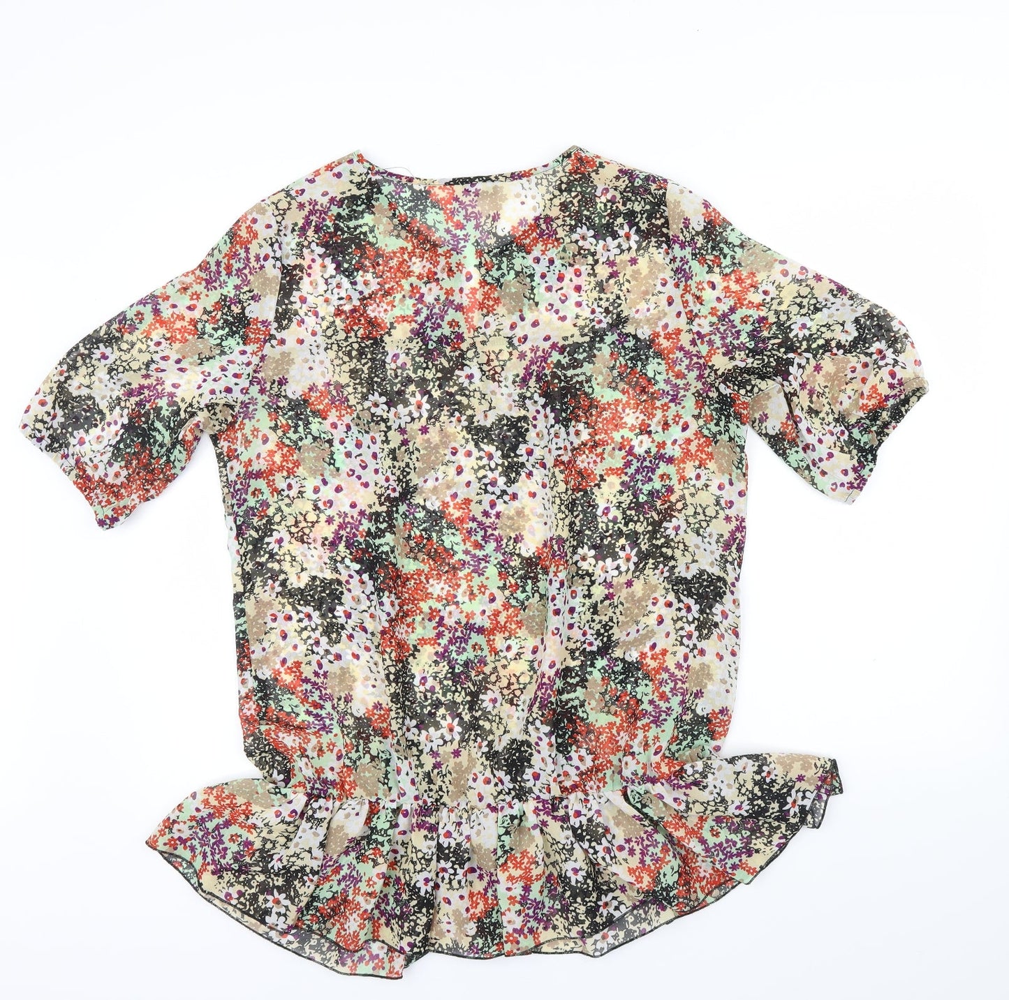 EVIE CASUALS Womens Multicoloured Floral  Basic Blouse Size 16  - Frill detail