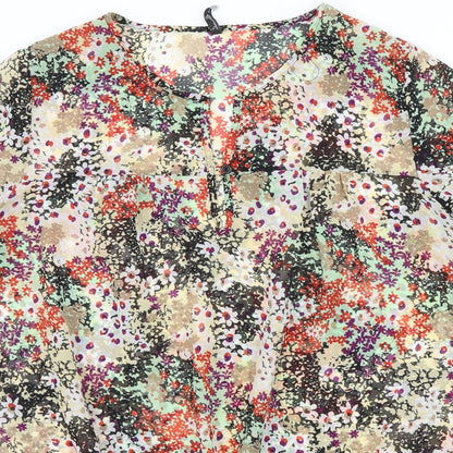 EVIE CASUALS Womens Multicoloured Floral  Basic Blouse Size 16  - Frill detail