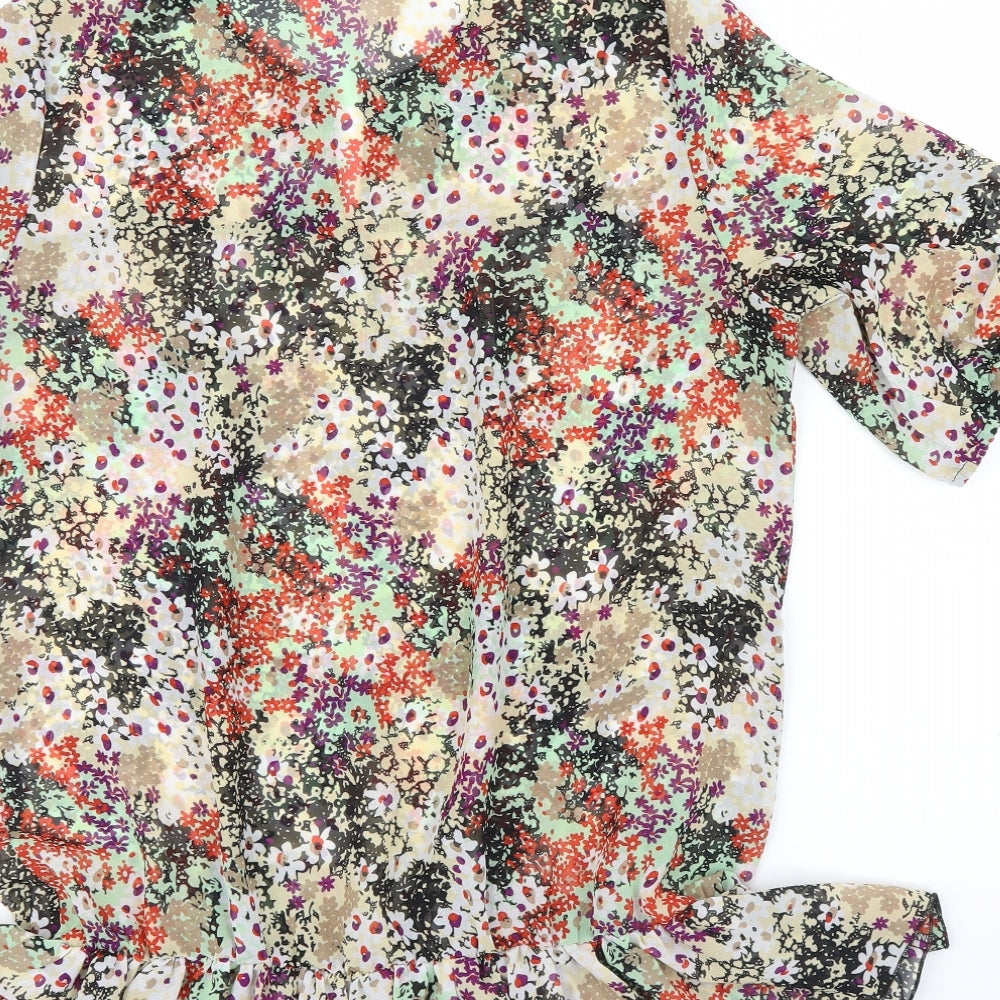 EVIE CASUALS Womens Multicoloured Floral  Basic Blouse Size 16  - Frill detail