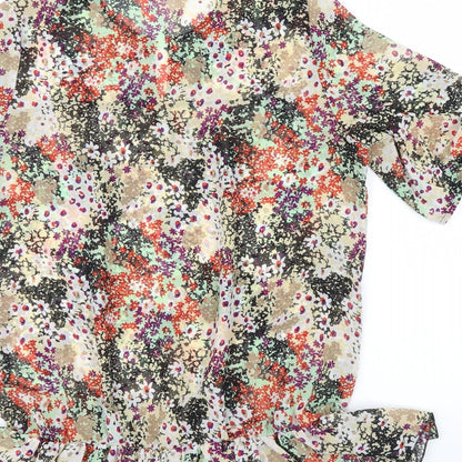 EVIE CASUALS Womens Multicoloured Floral  Basic Blouse Size 16  - Frill detail