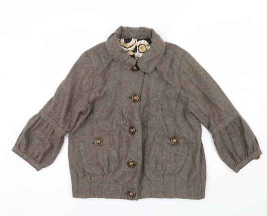 River Island Womens Brown   Jacket  Size 12  - Puff sleeve