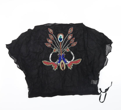 Miss Selfridge Womens Black   Basic Blouse Size 12  - BEAD DETAIL