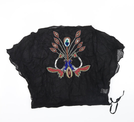 Miss Selfridge Womens Black   Basic Blouse Size 12  - BEAD DETAIL