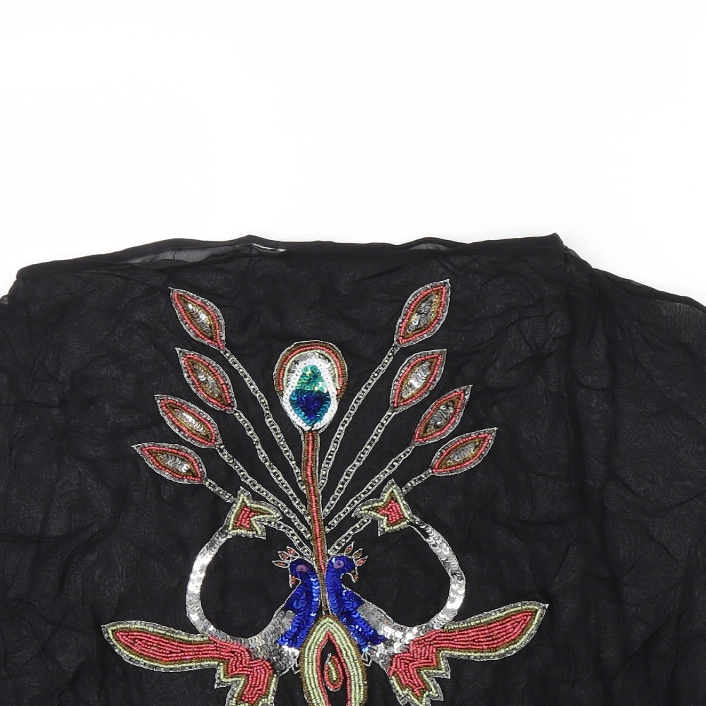 Miss Selfridge Womens Black   Basic Blouse Size 12  - BEAD DETAIL