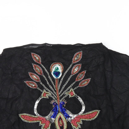 Miss Selfridge Womens Black   Basic Blouse Size 12  - BEAD DETAIL