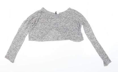 Divided by H&M Womens Grey  Knit Cropped T-Shirt Size S