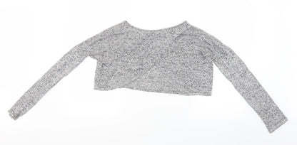 Divided by H&M Womens Grey  Knit Cropped T-Shirt Size S