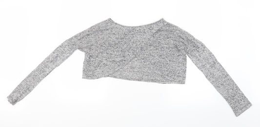 Divided by H&M Womens Grey  Knit Cropped T-Shirt Size S