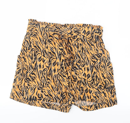 Primark Womens Orange Animal Print  Boyfriend Shorts Size 10