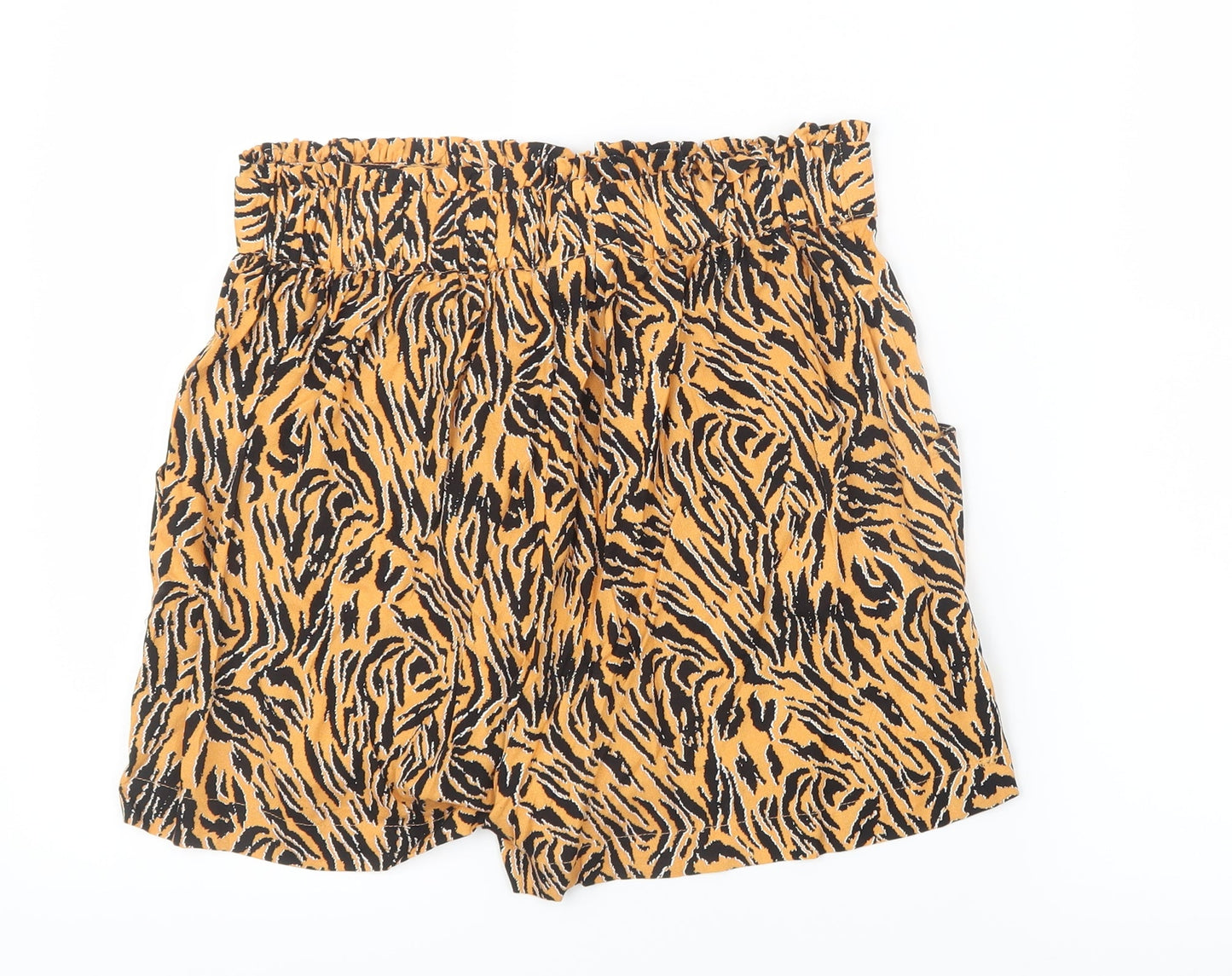 Primark Womens Orange Animal Print  Boyfriend Shorts Size 10