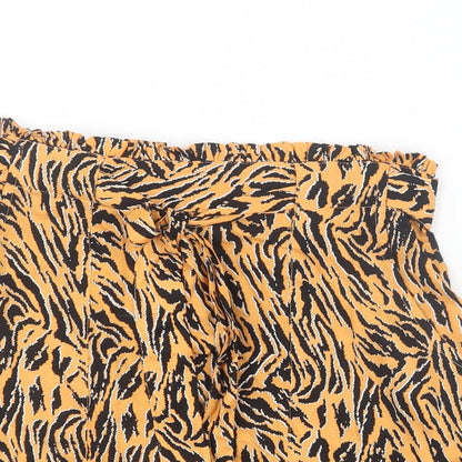 Primark Womens Orange Animal Print  Boyfriend Shorts Size 10