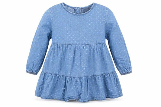 F&F Girls Blue Polka Dot  Shirt Dress  Size 18-24 Months