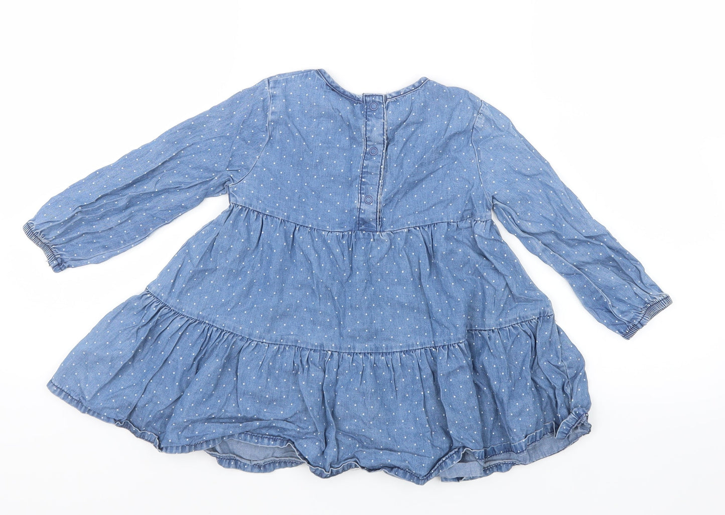 F&F Girls Blue Polka Dot  Shirt Dress  Size 18-24 Months
