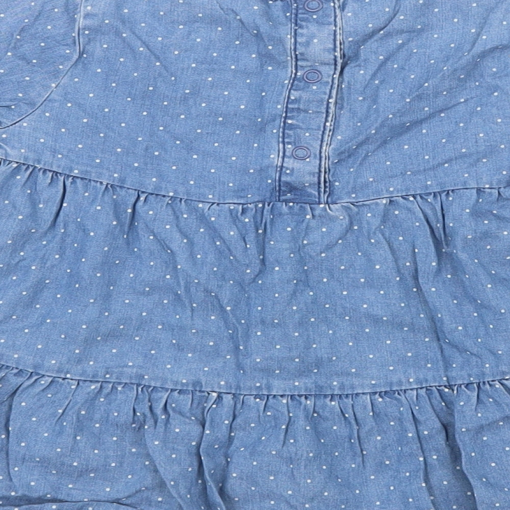 F&F Girls Blue Polka Dot  Shirt Dress  Size 18-24 Months