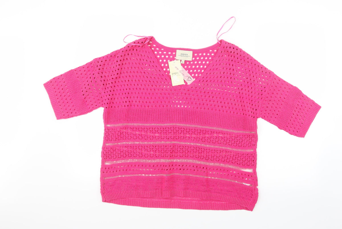 Papaya Womens Pink  Knit Pullover Jumper Size M