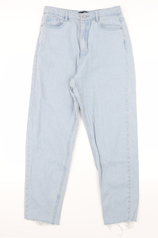 Missguided Womens Blue  Denim Straight Jeans Size 10 L27.5 in
