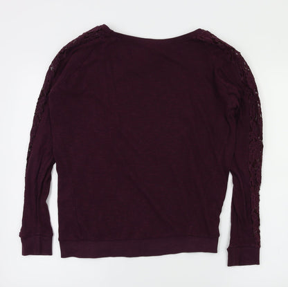 New Look Womens Purple Floral  Pullover Jumper Size 8