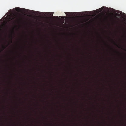New Look Womens Purple Floral  Pullover Jumper Size 8