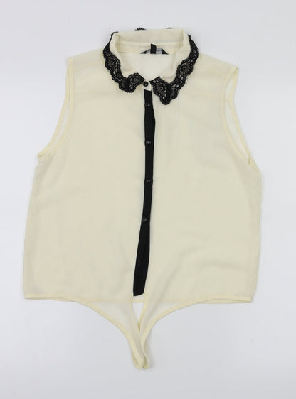 Womens UK Size 14 Candy Couture Ivory Basic T-Shirt