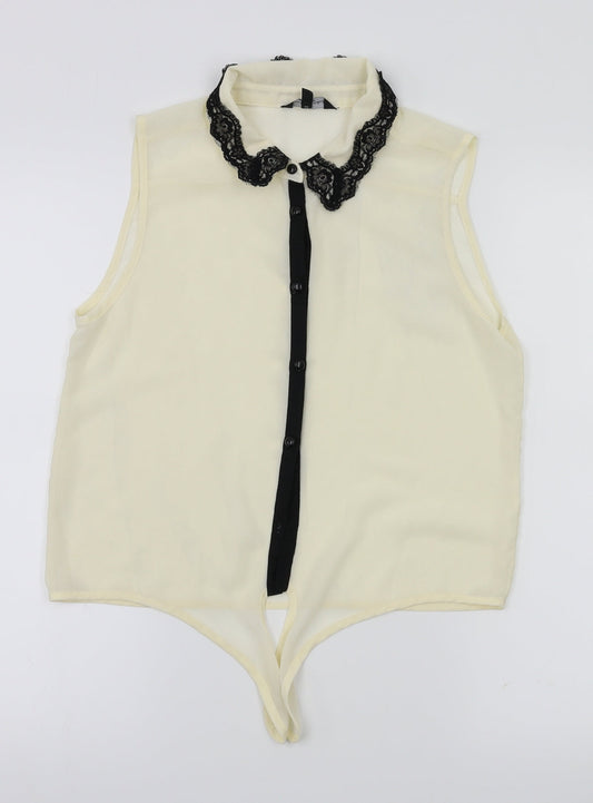 Womens UK Size 14 Candy Couture Ivory Basic T-Shirt