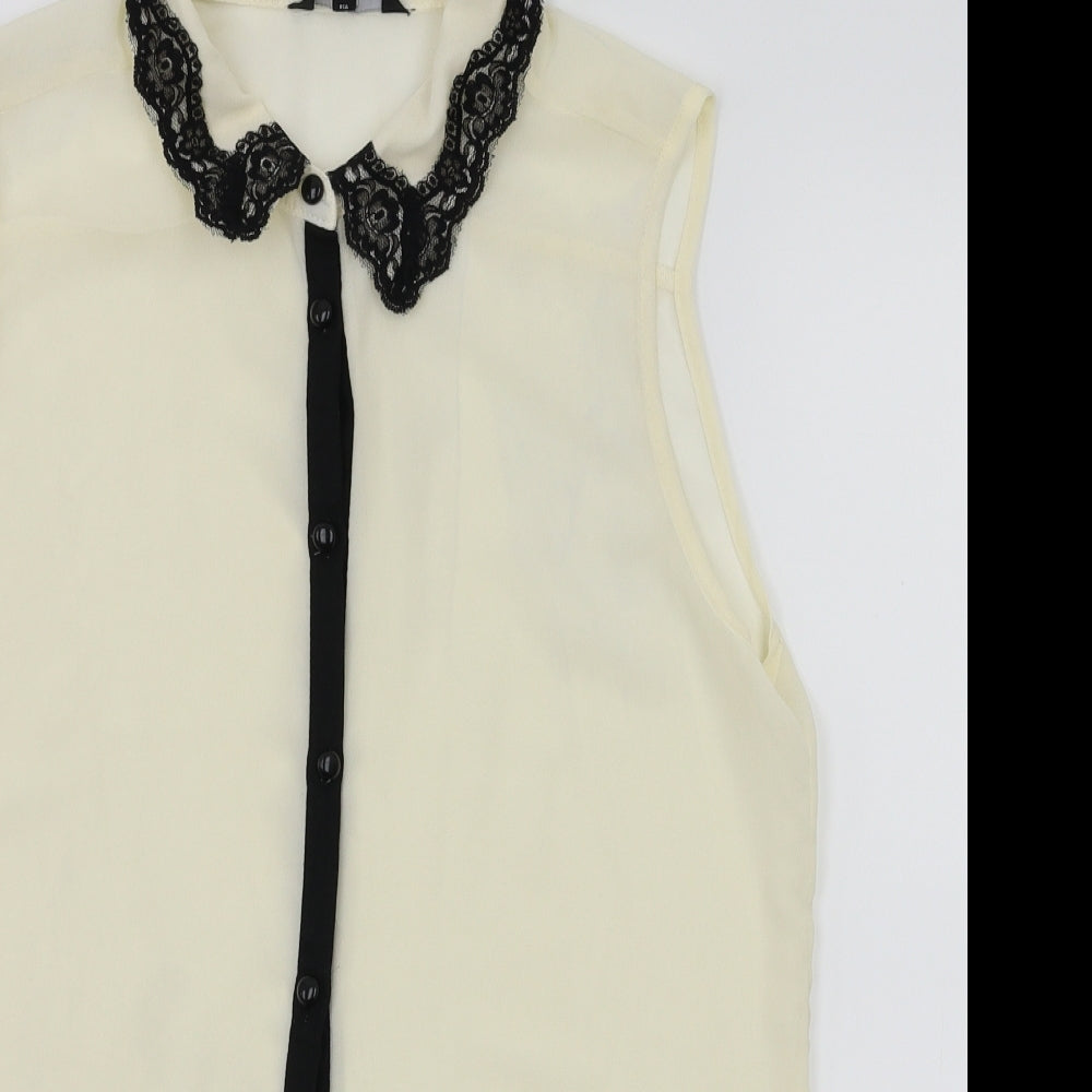 Womens UK Size 14 Candy Couture Ivory Basic T-Shirt