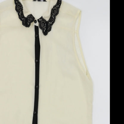 Womens UK Size 14 Candy Couture Ivory Basic T-Shirt