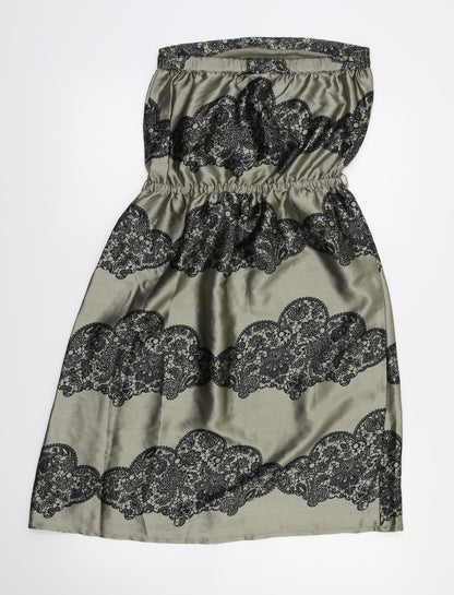 Topshop Womens Grey Fair Isle  Fit & Flare  Size 8