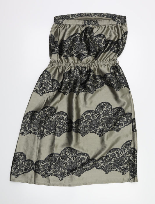 Topshop Womens Grey Fair Isle  Fit & Flare  Size 8