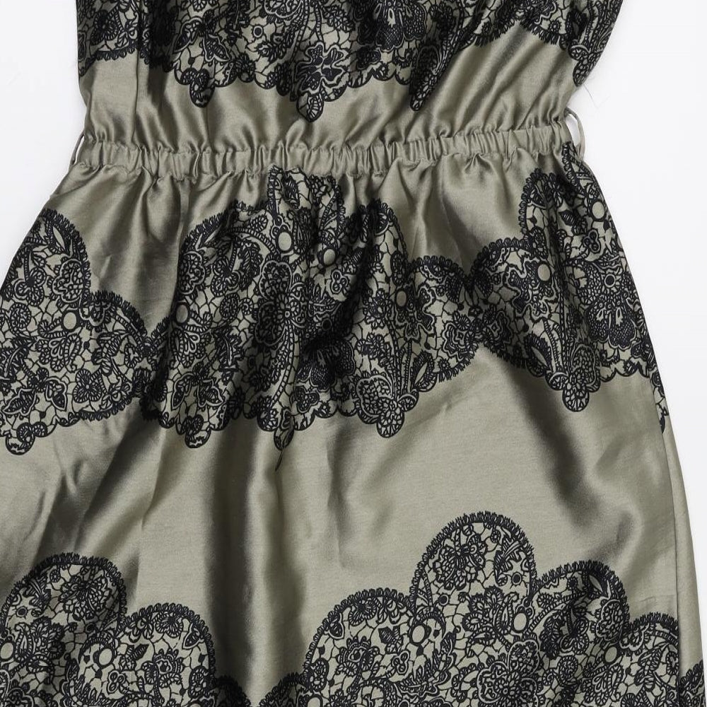 Topshop Womens Grey Fair Isle  Fit & Flare  Size 8