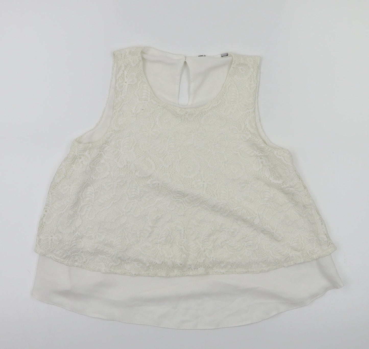 Preworn Girls White Floral  Basic T-Shirt Size 10 Years