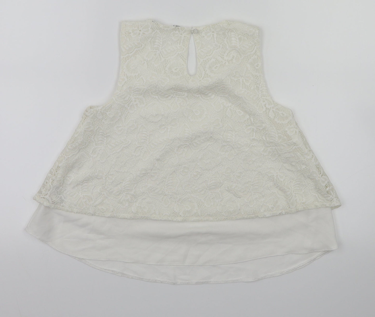Preworn Girls White Floral  Basic T-Shirt Size 10 Years