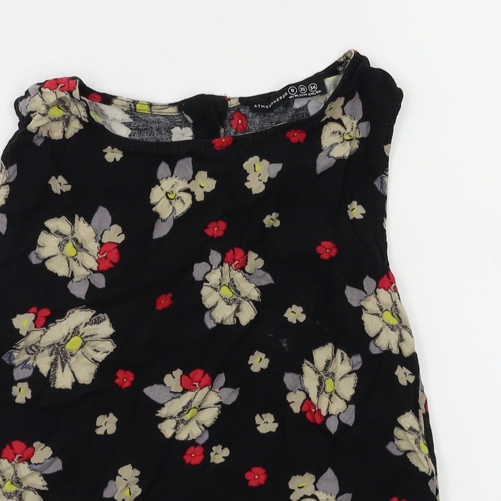 Primark Womens Black Floral  Basic T-Shirt Size 8