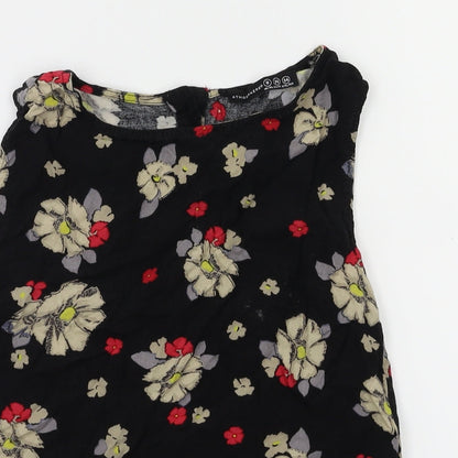 Primark Womens Black Floral  Basic T-Shirt Size 8