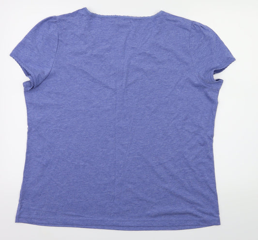 Womens UK Size L BM Blue Basic T-Shirt