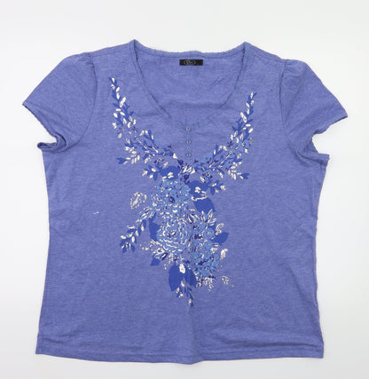 Womens UK Size L BM Blue Basic T-Shirt
