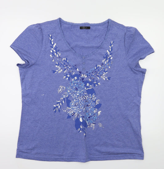 Womens UK Size L BM Blue Basic T-Shirt