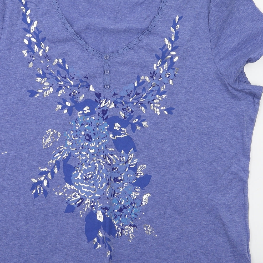 Womens UK Size L BM Blue Basic T-Shirt