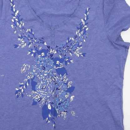 Womens UK Size L BM Blue Basic T-Shirt