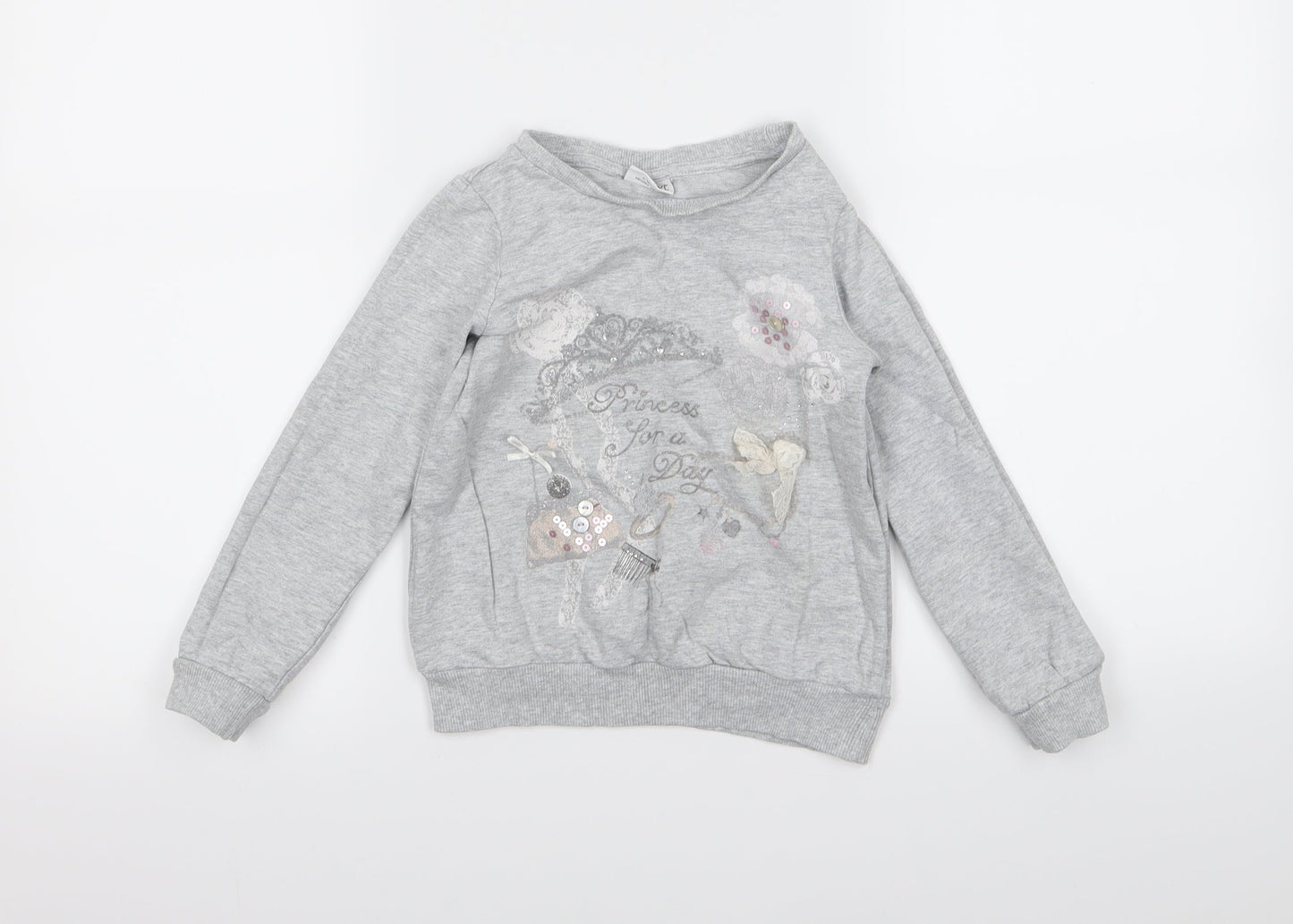 NEXT Girls Grey  Jersey Pullover Sweatshirt Size 5 Years