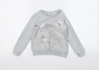 NEXT Girls Grey  Jersey Pullover Sweatshirt Size 5 Years
