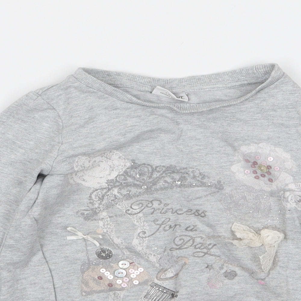 NEXT Girls Grey  Jersey Pullover Sweatshirt Size 5 Years