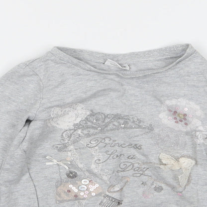 NEXT Girls Grey  Jersey Pullover Sweatshirt Size 5 Years