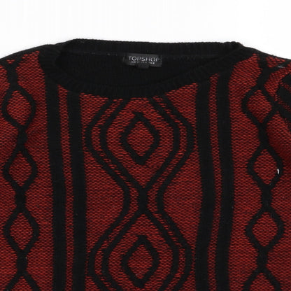 Topshop Womens Red  Knit Pullover Jumper Size 8