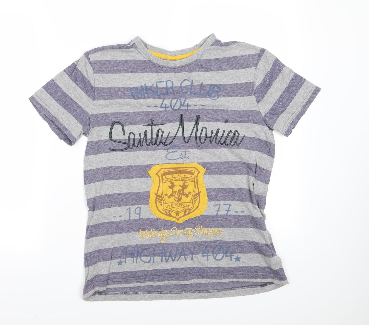 F&F Boys Grey Striped  Basic T-Shirt Size 12-13 Years